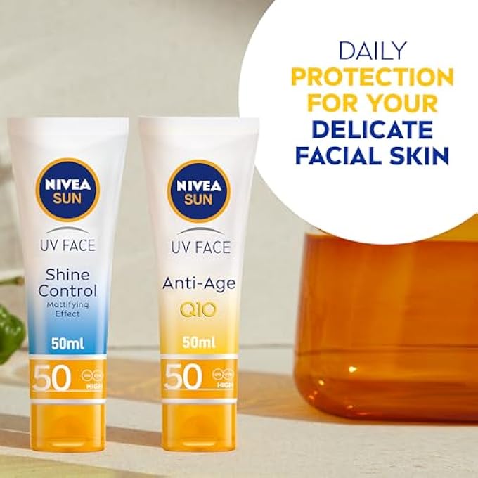 Nivea SUN FACE UV PROTECTION SPF 50 BUNDLE: ANTI-AGE FACE CREAM TUBE 50ML + SHINE CONTROL FACE CREAM TUBE 50ML - Image 2